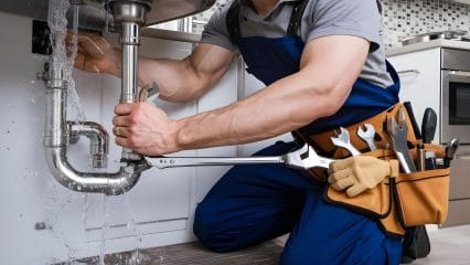 Technician using electronic equipment to detect a plumbing leak in Indio